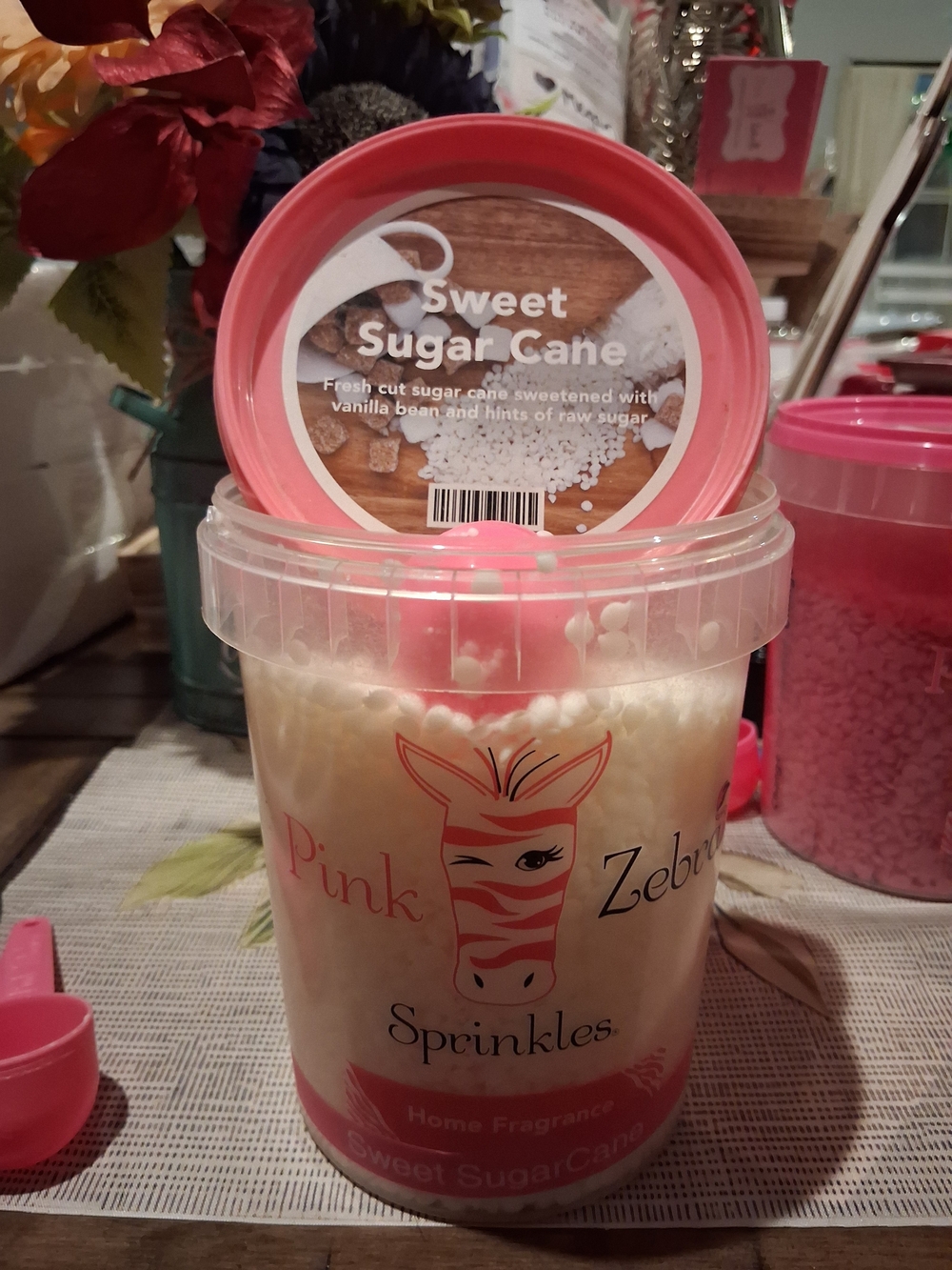 Pink Zebra Sweet Sugar Cane Sprinkles - Pink & Cream
